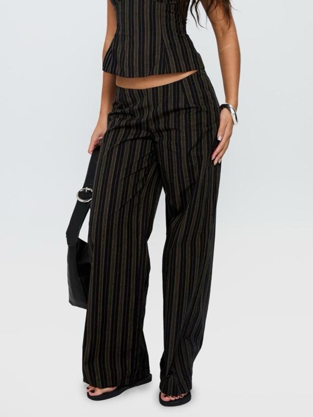 Princess Polly Black Pinstripe Wide-Leg Pants